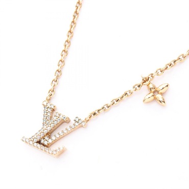 LOUIS VUITTON Collier LV Iconic Necklace 41-46cm Gold Plated Rhinestone Used