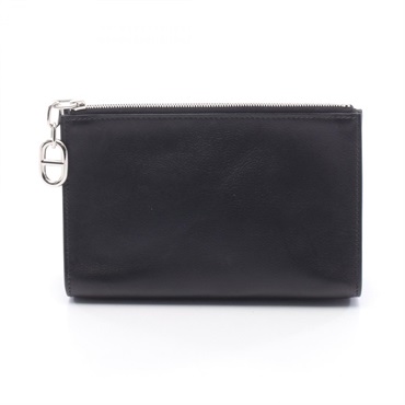 HERMES Zipengo PM Chaine d'Ancre Pouch B Evercolor leather Black SHW Used Women