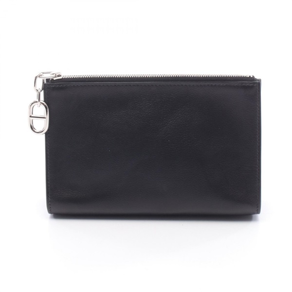 HERMES Zipengo PM Chaine d'Ancre Pouch B Evercolor leather Black SHW Used Women