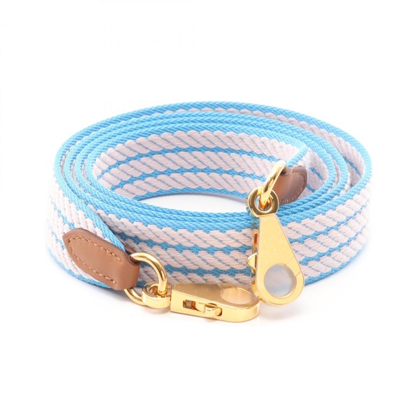 HERMES Bandouliere Sangle Cordage Shoulder strap leather canvas Blue Pink GHW W