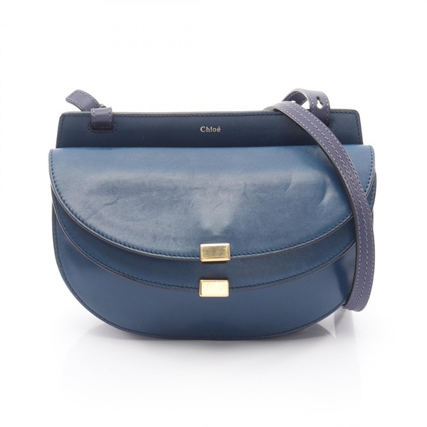 Chloe GEROGIA Georgia Crossbody Shoulder Bag leather Blue Navy Used Women