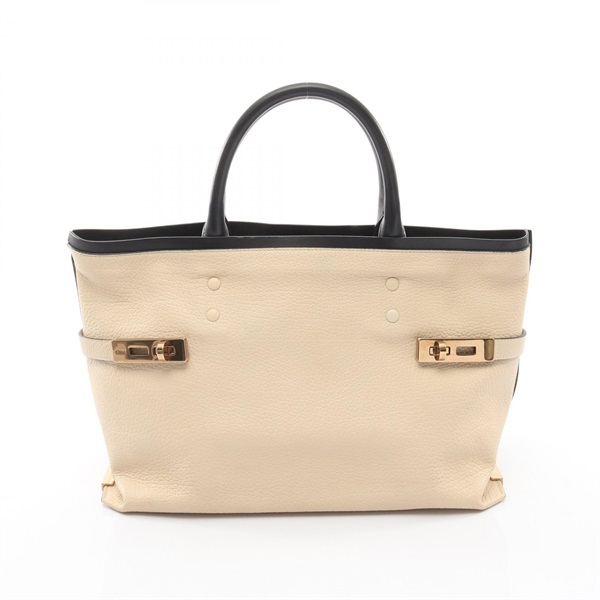 Chloe Charlotte Tote Bag leather Beige Black Used Women