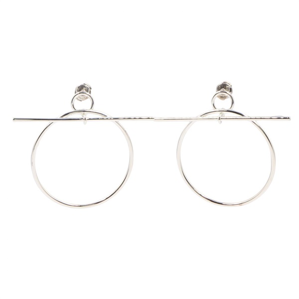 HERMES Loop Pierced earrings Silver 925 Women