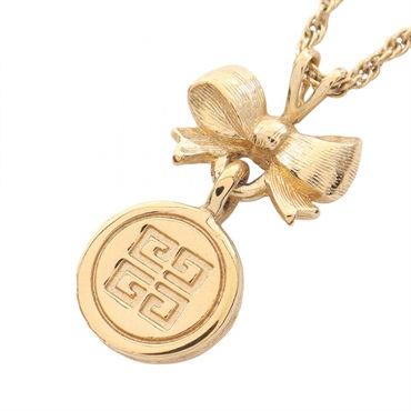 GIVENCHY 4G Ribbon Necklace Pendant Gold Plated GHW Used women