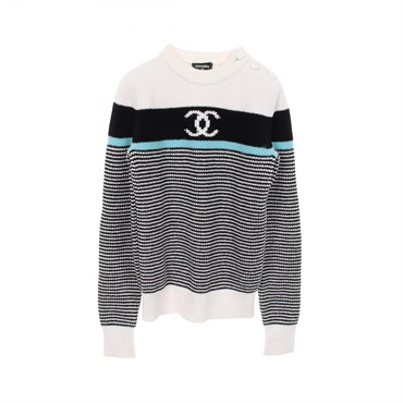 CHANEL COCO Mark knitwear #34 sweater P73495K1052122B cotton Viscose Black White