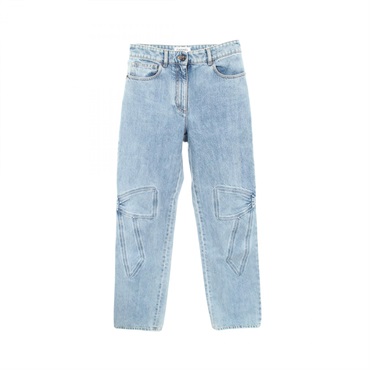 CHANEL COCO Mark button ribbon Denim pants #34 jeans P80580V73058 cotton Blue