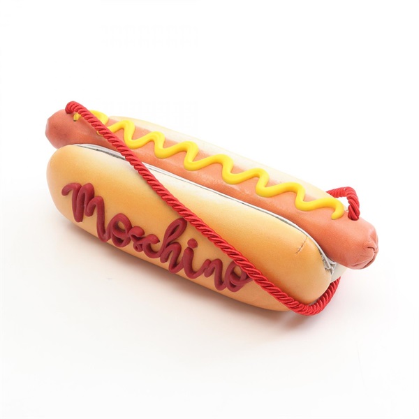MOSCHINO hot dog Shoulder Bag leather Orange Multicolor Used unisex