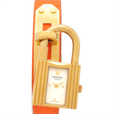 HERMES Kelly watch Wrist KE1.201 Quartz Gold Plated Leather belt Used Women