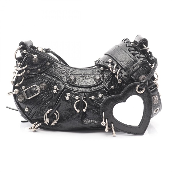 BALENCIAGA LE CAGOLE Crossbody Shoulder Bag 671309 leather Black Used Women