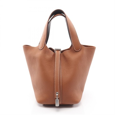 HERMES Picotin Lock PM Eclat Tote Handbag Clemence Swift leather Gold SHW Y