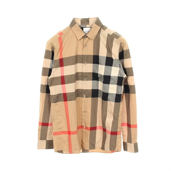 BURBERRY Mega Check Long Sleeve Shirt Top cotton Beige Black Red Used size S