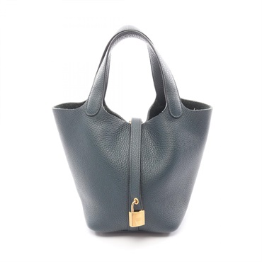 HERMES Picotin Lock PM tote Handbag Z Taurillon Clemence Vert cypres Used GHW