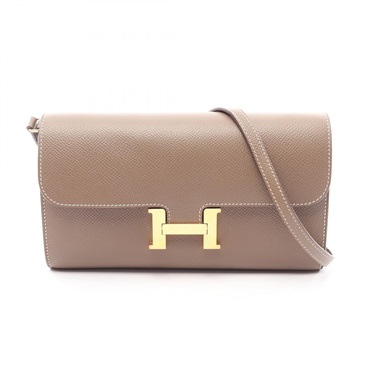 HERMES constance long to go Shoulder crossbody Bag Z Epsom Etoupe Grey Used GHW