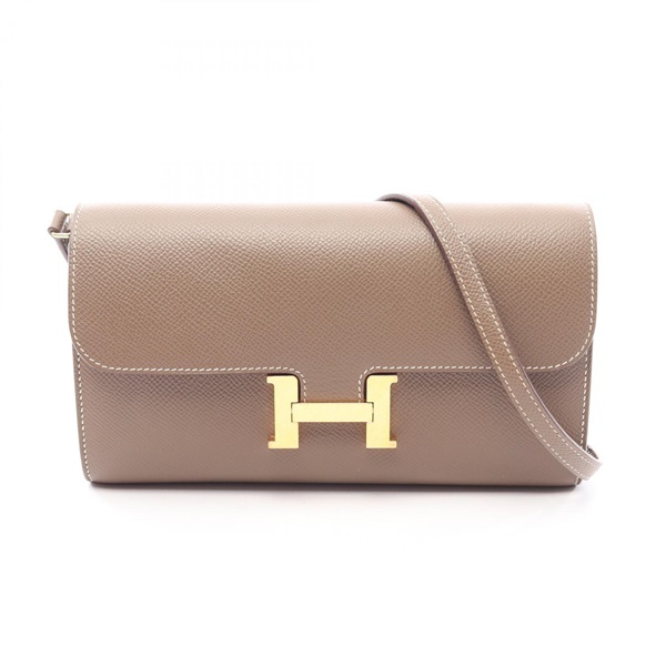 HERMES constance long to go Shoulder crossbody Bag Z Epsom Etoupe Grey Used GHW