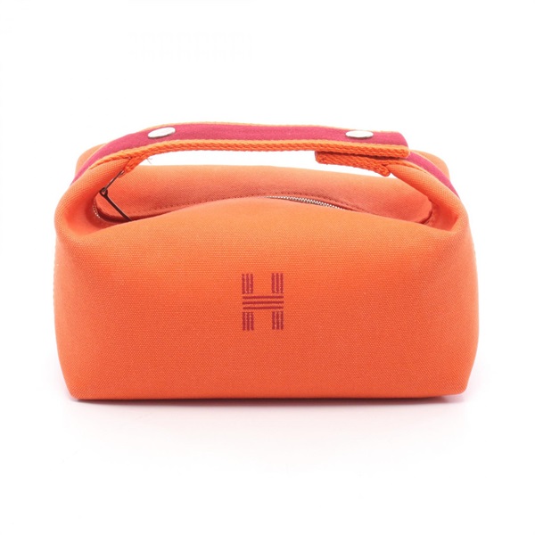 HERMES Bride a Brac PM Handbag pouch H104222M 05 canvas Orange Feu Used SHW