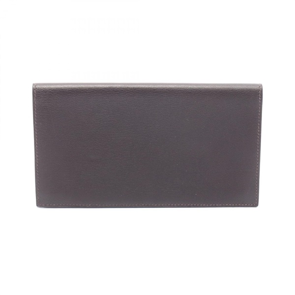 HERMES Citizen Twill Long Silk-in Bifold purse Swift leather Brown Evennes Used