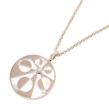 BVLGARI Intarsio Diamond Mother of Pearl Necklace Pendant 18KRG Rose Gold Women