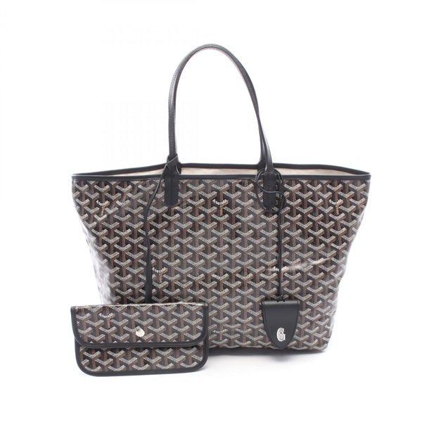 GOYARD Saint Louis PM Tote Bag PVC coated canvas leather Black White Brown Used