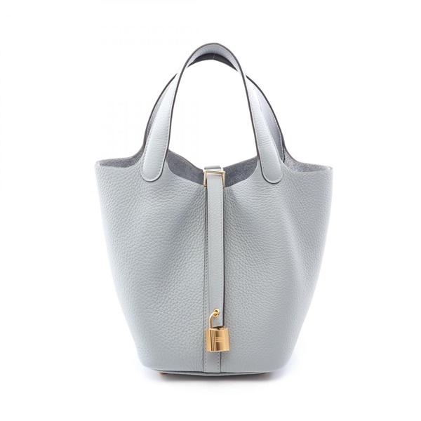 HERMES Picotin Lock PM Tote Handbag Clemence leather Gris Pantin GHW Women G