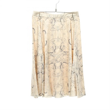 HERMES Eperon d'Or Skirt #36 silk Beige Used Women