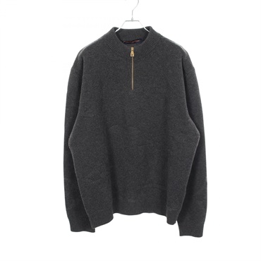 LOUIS VUITTON Monogram Jacquard Half-Zip knit wool Gray Gres Preowned Women 4L