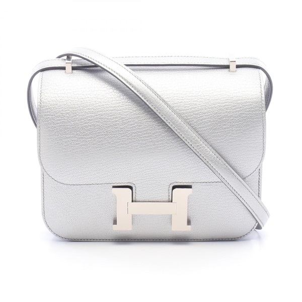 HERMES Constance III Mini Argent Shoulder Crossbody Bag leather Silver SHW G