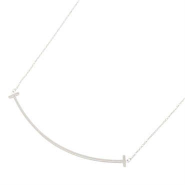TIFFANY＆CO T Smile Large Necklace Pendant 18KWG White Gold Used Women