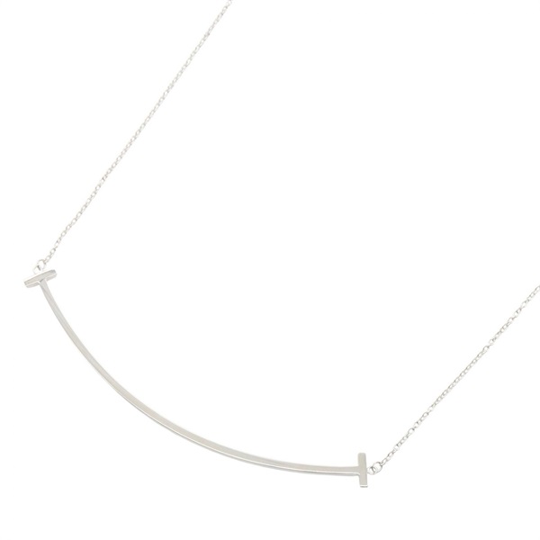TIFFANY＆CO T Smile Large Necklace Pendant 18KWG White Gold Used Women