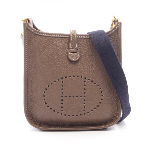 HERMES Evelyne TPM Amazon Shoulder Bag Clemence leather Etoupe Grey Used Z GHW