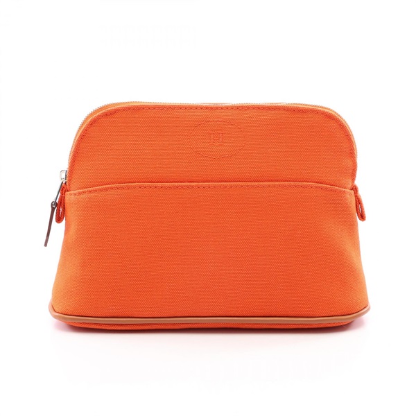 HERMES Bolide Mini Pouch Case H104773M 02 canvas leather Orange Feu SHW Used