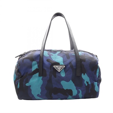 PRADA TESSUTO CAMOUFL Camouflage Tote Handbag BL0567 Nylon Saffiano leather Used