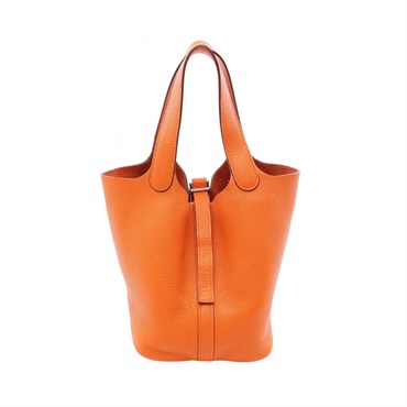 HERMES PicotinPM Tote Handbag Clemence leather Orange Used Women SHW L