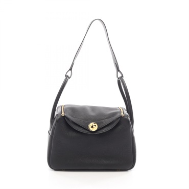 HERMES Lindy 26 Hand Shoulder Bag Clemence leather Black Used Women D GHW