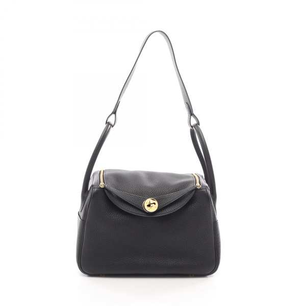 HERMES Lindy 26 Hand Shoulder Bag Clemence leather Black Used Women D GHW