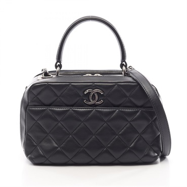CHANEL Matelasse Bowling Bag Shoulder hand Bag A92238 Lambskin antique SHW used