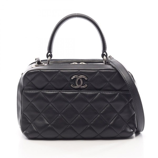 CHANEL Matelasse Bowling Bag Shoulder hand Bag A92238 Lambskin antique SHW used