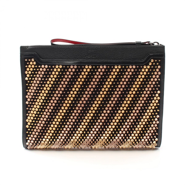 Christian Louboutin Sky porch business clutch bag leather Black Used Women