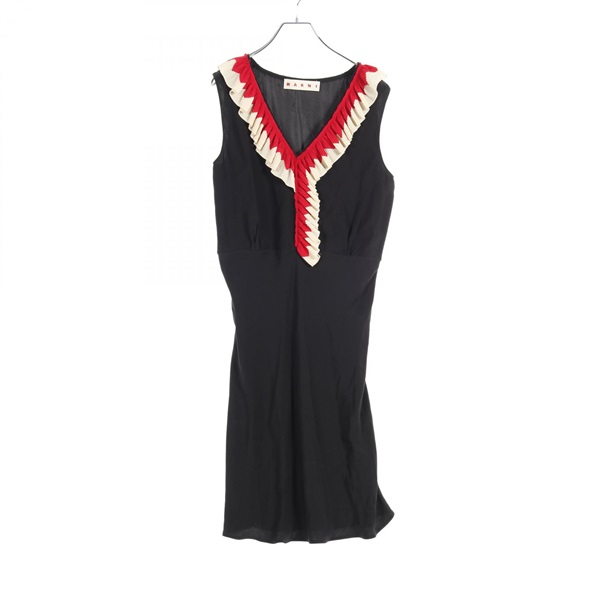 MARNI Dress silk Black Red White Used Women #42