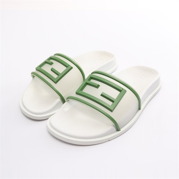 FENDI FF logo Sandals 7X1522 rubber Green White Used mens #6