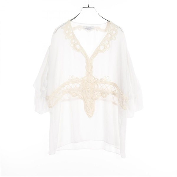 GIVENCHY blouse polyester White Beige Used Women #36