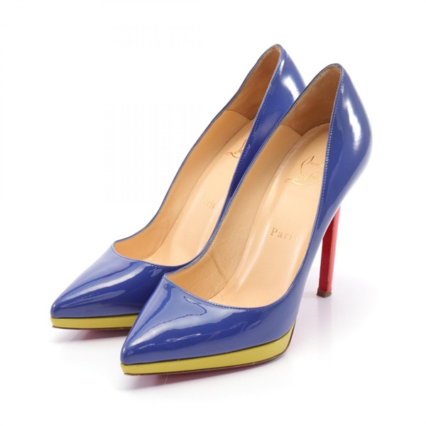 Christian Louboutin pumps Heels Patent leather Blue Yellow Red Used Women #38