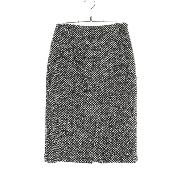 PRADA skirt wool Black White Used Women #38S