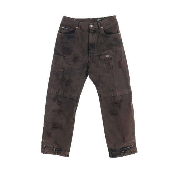 DOLCE & GABBANA patchwork Denim pants Jeans cotton Brown Used mens #46