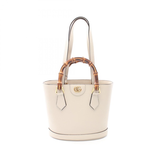 GUCCI Bamboo Tote shoulder Bag 750396 leather Beige Used