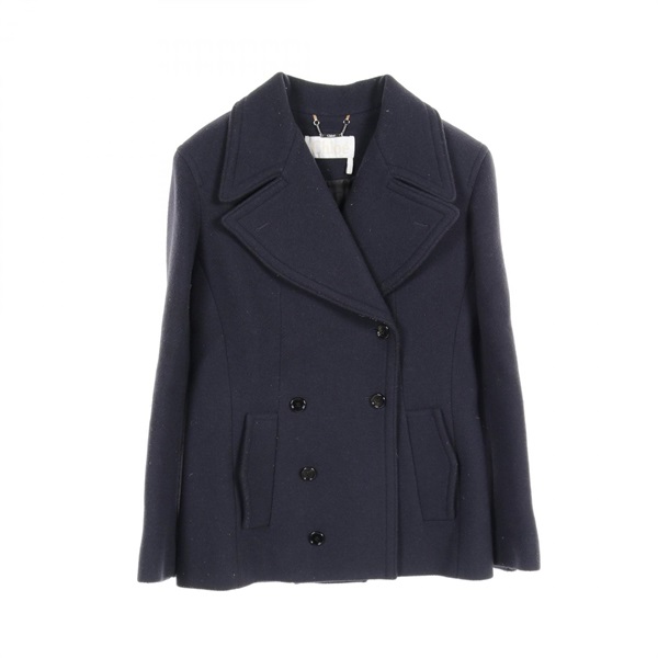 Chloe pea coat wool Navy Used Women #38