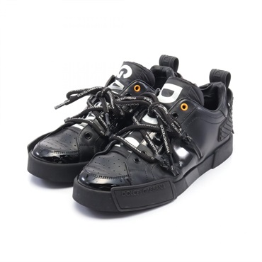 DOLCE & GABBANA PORTOFINO sneakers Patent leather Black White Used mens #8