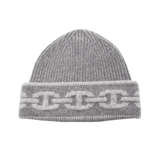 HERMES Heaven Chaine d Ancre Beanie cashmere Gray Used Women