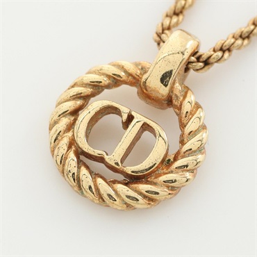 Dior CD logo Necklace Pendant Gold Plated Used women