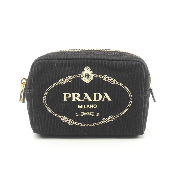 PRADA Pouch purse bag canvas Black Used