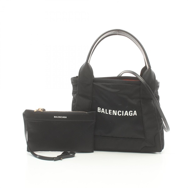 BALENCIAGA Navy Cabas XS 2way Shoulder Hand bag Nylon Black Used Women